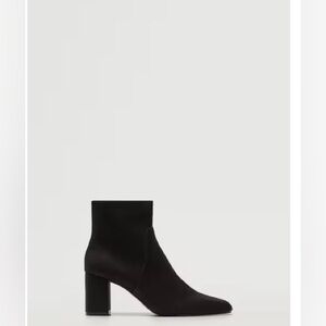 MANGO Pointed Heel Ankle Boot - Black Suede - Size 10